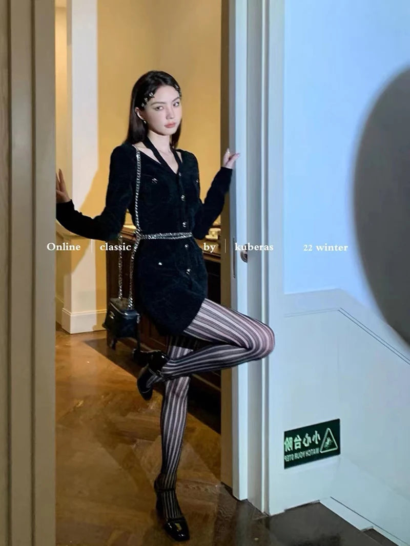 Alternative Version Dare to Be Different! Gothic Fishnet Stockings with striking skull and snake patterns, designed to add a bold punk-inspired edge to any outfit