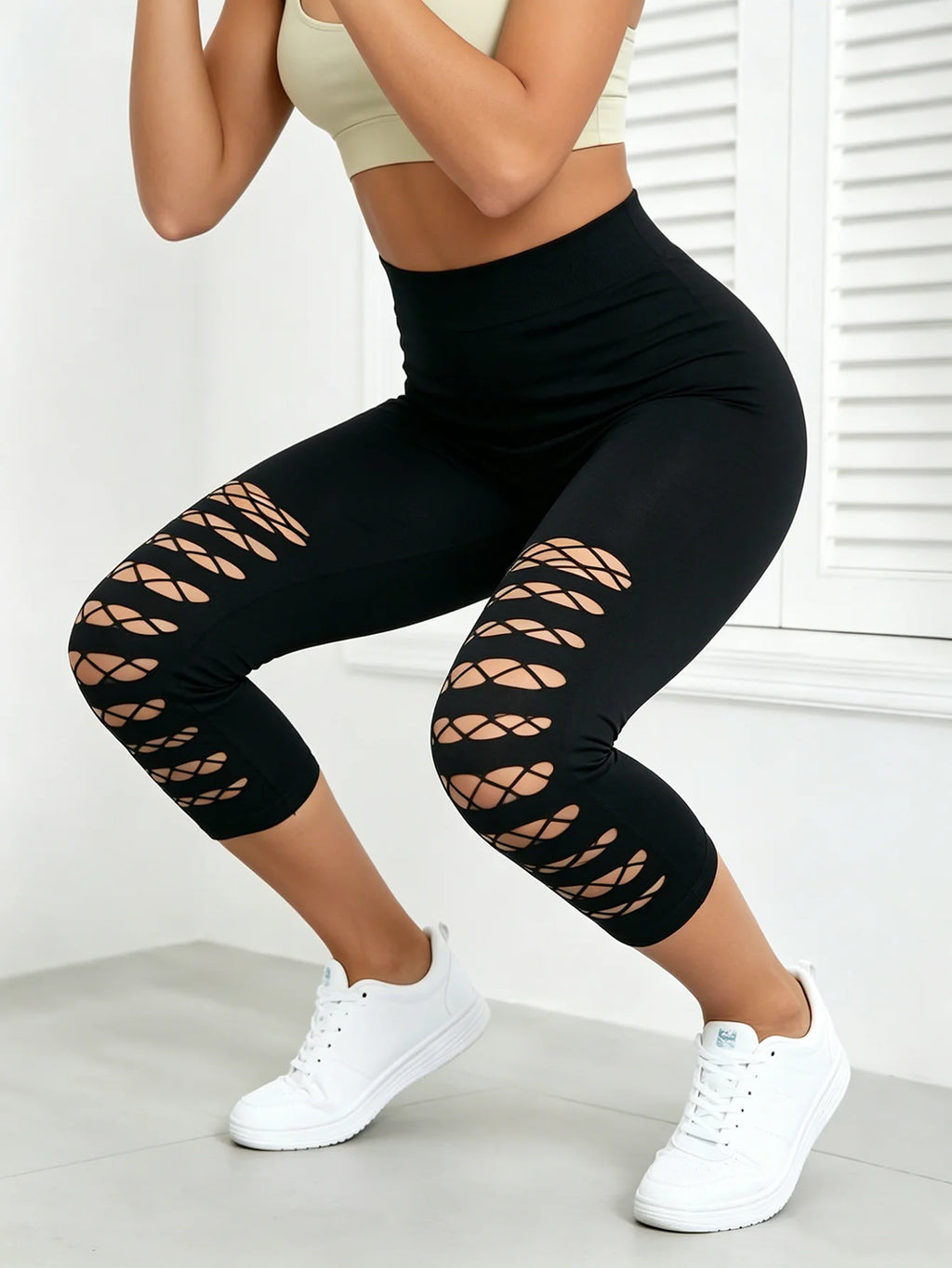 Mesh Capri Leggings