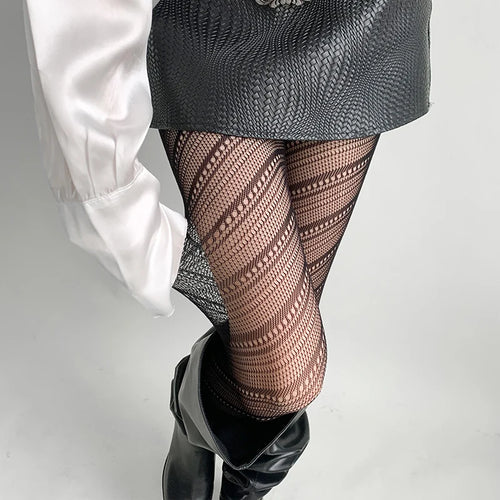 Alternative Version Dare to Be Different! Gothic Fishnet Stockings with striking skull and snake patterns, designed to add a bold punk-inspired edge to any outfit